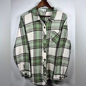 Maurices Green and White Plaid Shirt‎ Size XL